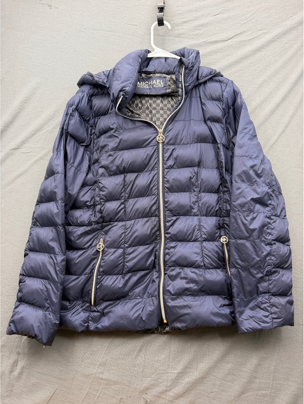 Michael Kors Packable Down Fill Puffer Jacket XL Navy Blue